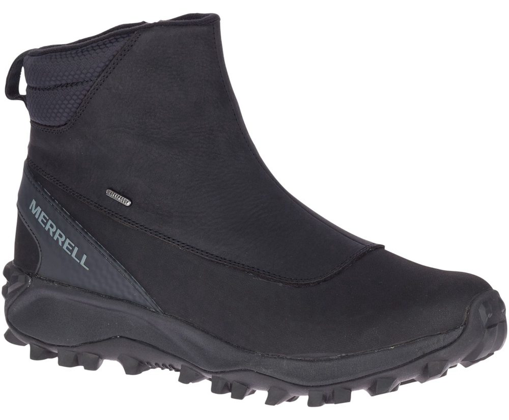 Kozaki Merrell Męskie Czarne - Thermo Kiruna Mid Zip Waterproof - 967314-TGF